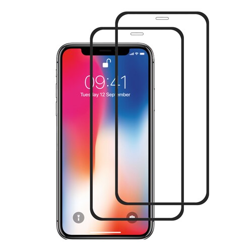 2 Piezas Mica Cristal Templado Transparente 9d Completa Para Iphone X/ XS/ 11 Pro Vikingotek