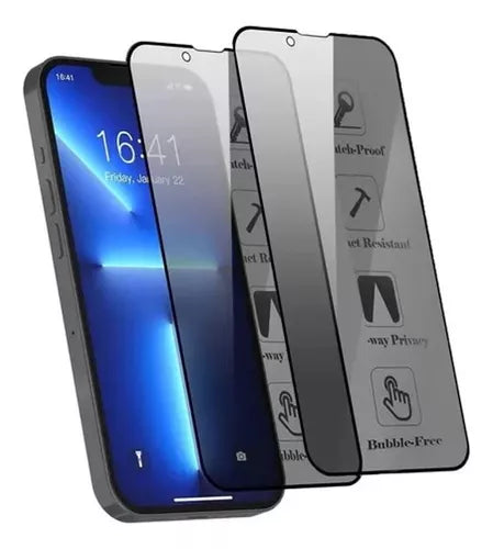 2 Piezas Mica Cristal Templado 9d Completa De Privacidad Para iPhone 14 Pro Max Vikingotek
