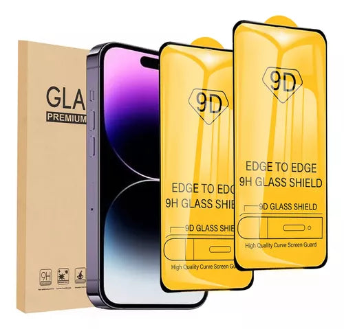 2 Piezas de Mica Cristal Templado Transparente 9d Completa Para Iphone 13/ 13 Pro/ 14 Vikingotek