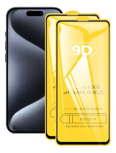 2 Piezas Mica Cristal Templado Transparente 9d Completa Para Iphone 14 Pro  Vikingotek